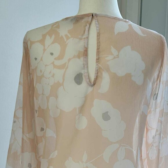 Banana Republic Blush/Ivory Sheer Floral Chiffon Blouse with 3/4 Sleeve - US S - Picture 4 of 8